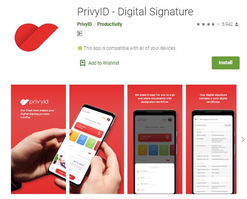 Aplikasi PrivyID, perusahaan tanda tangan dan sertifikat digital