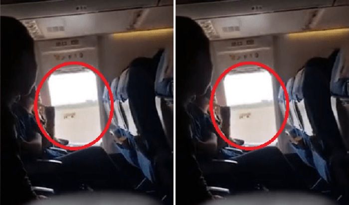 Pintu darurat pesawat Xiamen Airlines yang dibuka oleh penumpang karena merasa pengap.