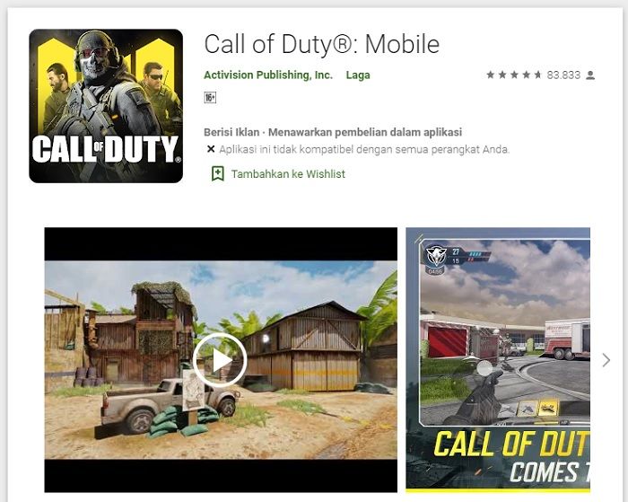 Call of Duty Mobile di Google Play Store