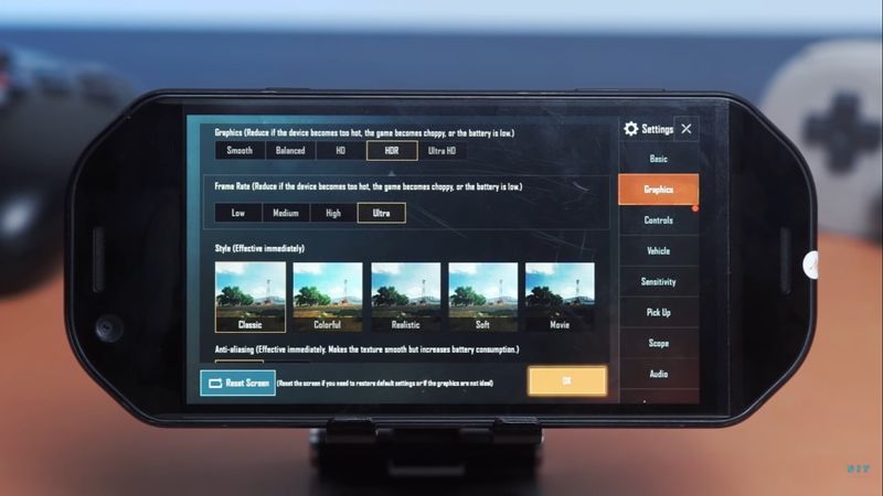 Pengaturan grafis untuk game PUBG Mobile