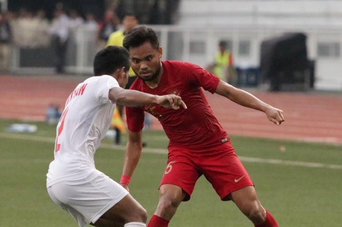 Saddil Ramdani pada laga timnas U-22 Indonesia vs Myanmar di semifinal SEA Games 2019 di Stadion Rizal Memorial, Sabtu (7/12/2019).