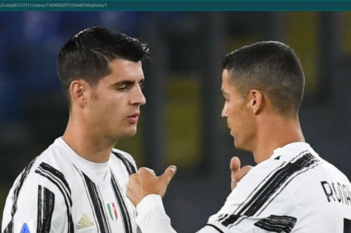 Momen kebersamaan antara Alvaro Morata dan Cristiano Ronaldo sewaktu masih sama-sama membela Juventus.