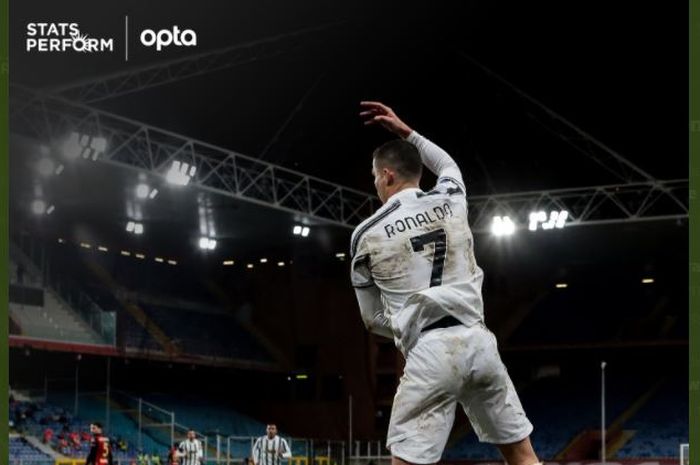 Cristiano Ronaldo merayakan golnya untuk Juventus.