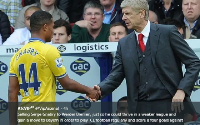 Serge Gnabry dan Arsene Wenger kala masih membela Arsenal.