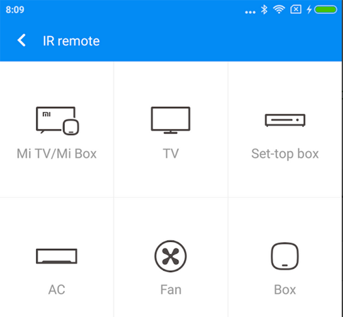 Menu Mi Remote