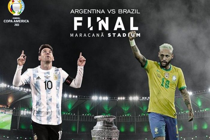 Link live streaming final Copa America 2021 antara Timnas Argentina vs Brasil di Stadion Maracana, Rio de Janeiro pada Minggu (11/7/2021) pukul 07.00 WIB.
