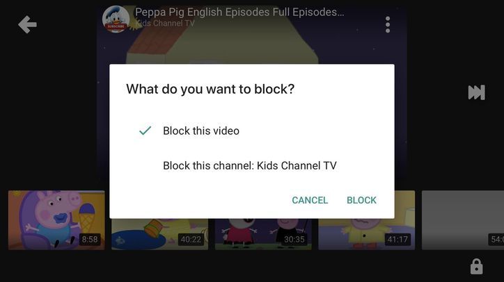 Blokir video di YouTube Kids