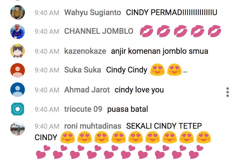 Reaksi Warganet tentang Cindy