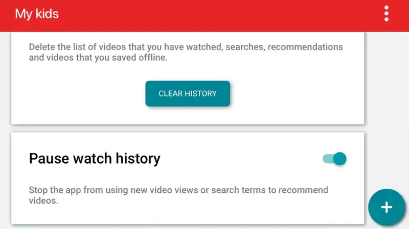 History setting YouTube Kids