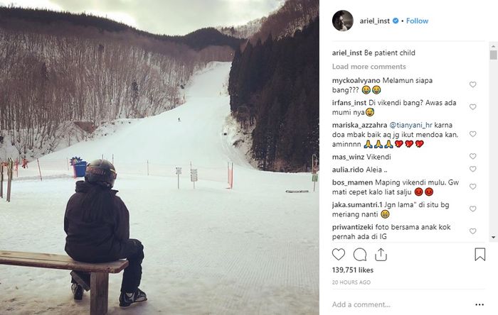 Unggahan Ariel Noah untuk sang anak