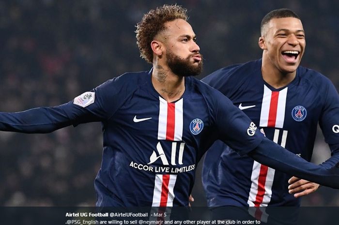 Penyerang Paris Saint-Germain, Neymar dan Kylian Mbappe.