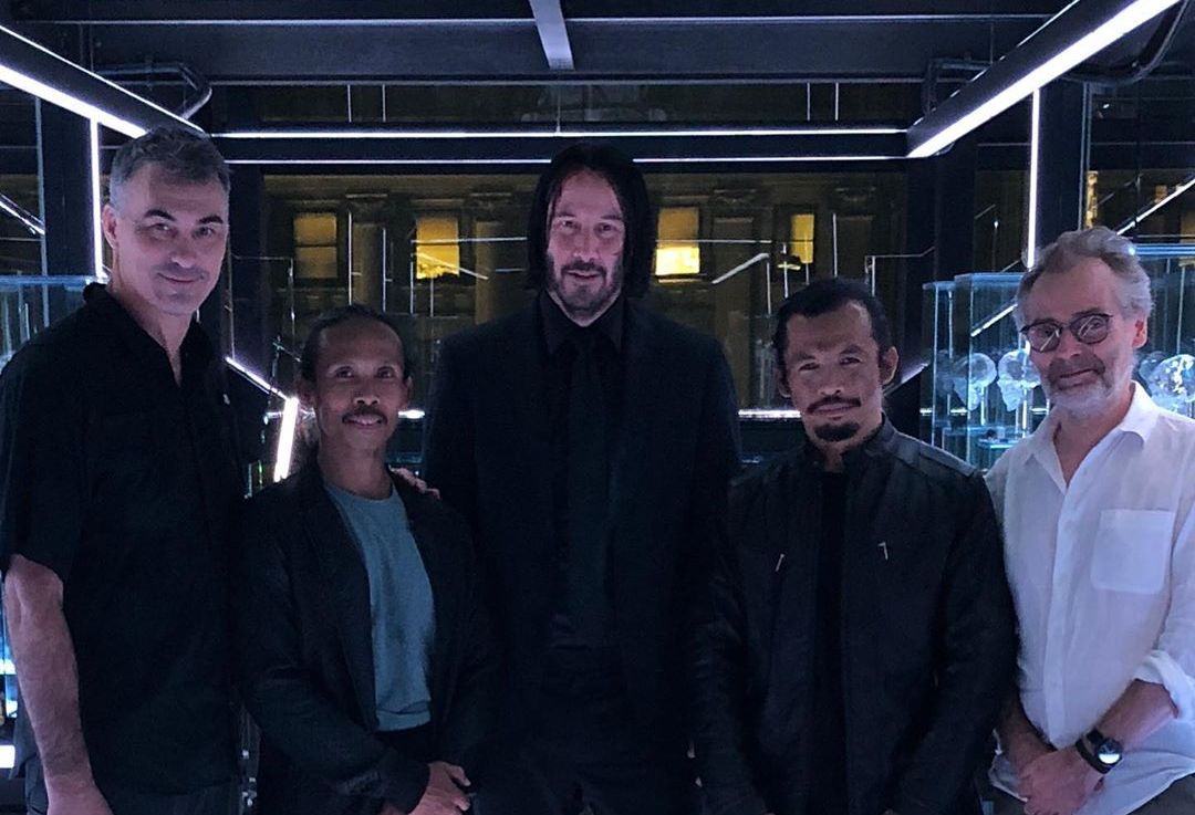 Yayan Ruhian dan Cecep Arif Rahman bersama Keanu Reeves dan tim John Wick: Chapter 3 - Parabellum