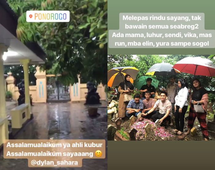 Meski hujan, Ifan tak mengurungkan niat untuk bawakan ini pada mendiang istrinya