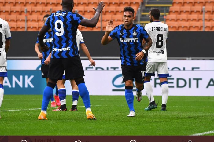Romelu Lukaku dan Lautaro Martinez, mencetak 11 gol dalam 3 laga uji coba Inter Milan.