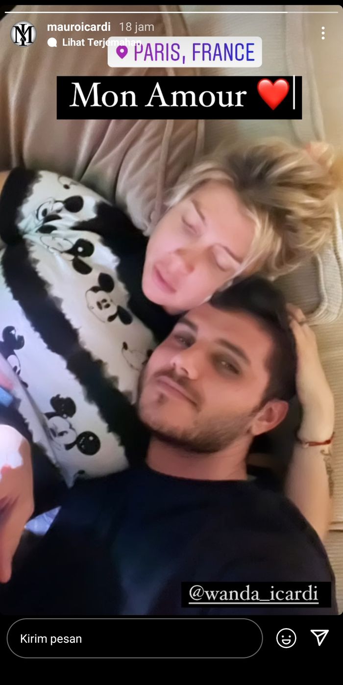 Instastory penyerang PSG, Mauro Icardi bersama istrinya, Wanda nara.