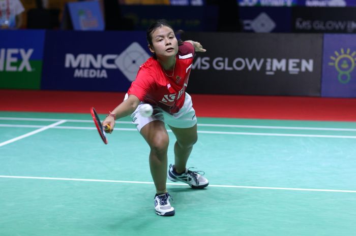 Pebulu tangkis tunggal putri Indonesia, Komang Ayu Cahya Dewi pada pertandingan semifinal KB Financial Group Indonesia Masters 2022, Sabtu (22/10/2022)