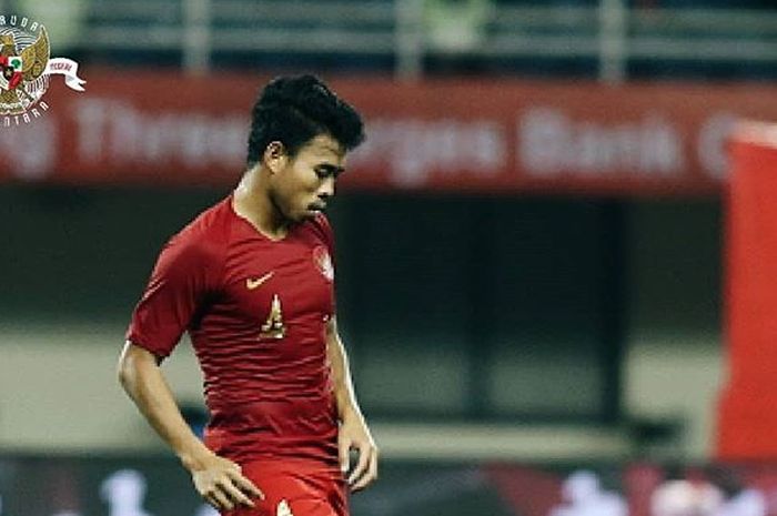 Bek timnas U-23 Indonesia, Nurhidayat, saat membela timnas di CFA International Tournament 2019.