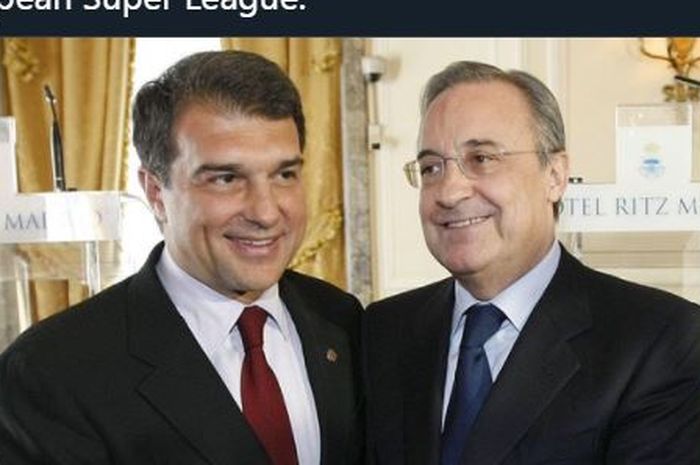 Presiden Barcelona, Joan Laporta (kiri), dan Presiden Real Madrid, Florentino Perez.