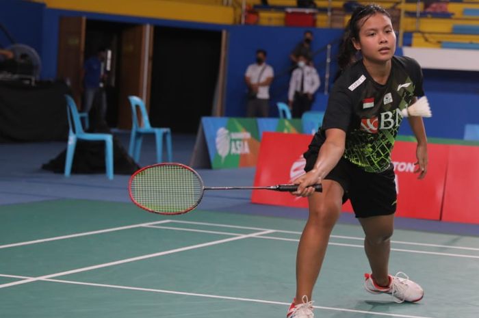 Tunggal putri Indonesia, Komang Ayu Cahya Dewi, saat tampil pada babak kualifikasi Kejuaraan Asia 2022 di  di Muntinlupa Sports Complex, Manila, hari Selasa (26/4/2022).