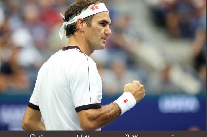 Petenis Swiss, Roger Federer, ketika bertanding di babak kedua US Open 2019 Rabu (28/8/2019) waktu setempat.