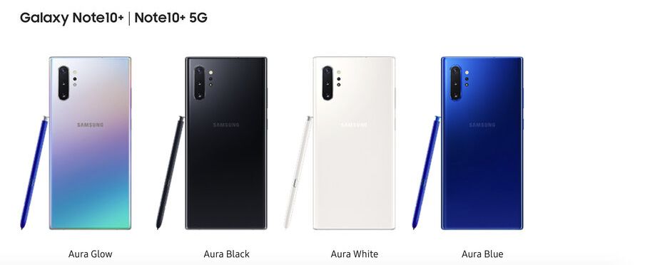 Varian warna untuk Galaxy Note 10+