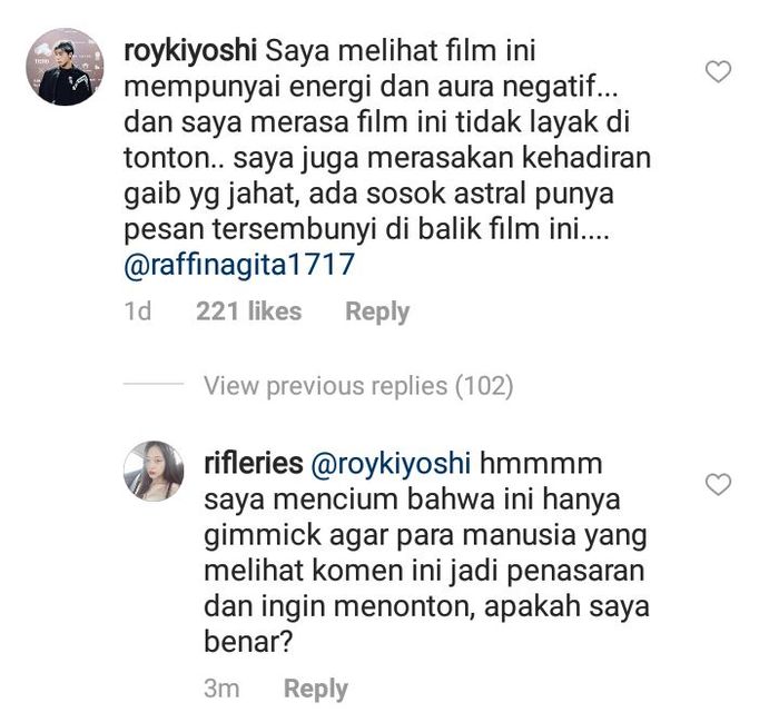 Komentar Roy Kiyoshi