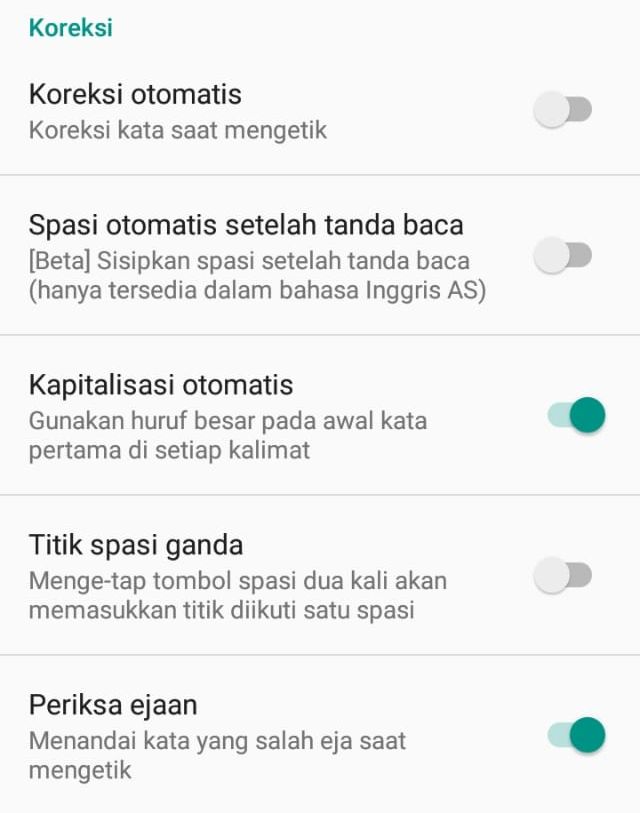 Koreksi Otomatis Google Keyboard