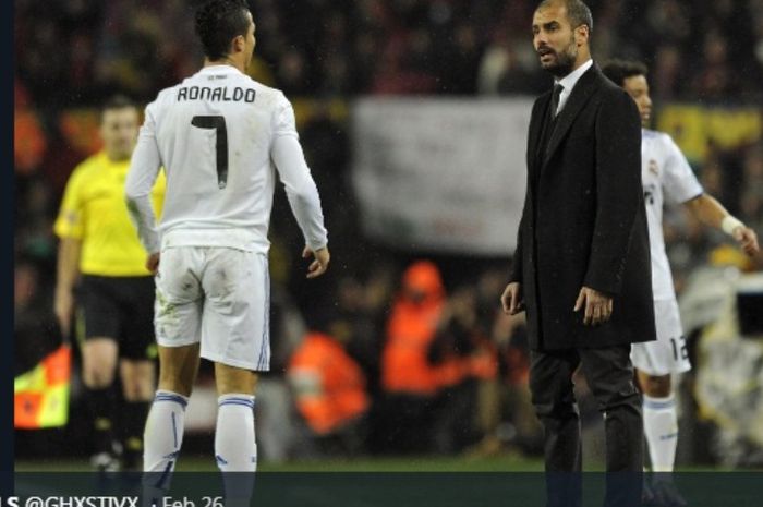 Perselisihan Cristiano Ronaldo dan Pep Guardiola dalam duel Real Madrid versus Barcelona, 29 November 2010.