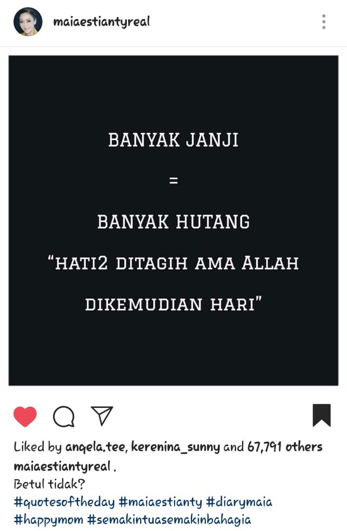 Unggahan Maia Estianty