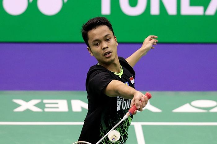 Anthony Ginting saat mewakili Indonesia dalam ajang Hong Kong Open 2019 yang tengah memasuki babak pertama, Rabu (13/11/2019)