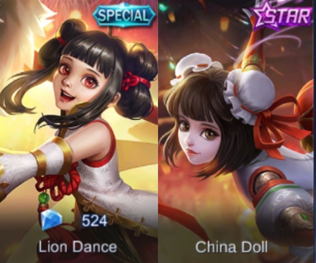 Skin terbaru Lolita 'Lion Dance' mirip dengan skin Angela 'China Doll'