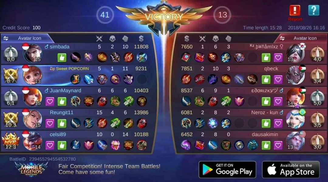 Hasil match Mobile Legends Season 11