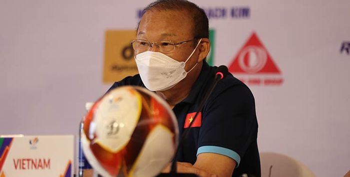 Pelatih Timnas U-23 Vietnam, Park Hang-seo pada Konferensi Pers jelang laga lawan Timnas U-23 Indonesia pada Kamis (5/5/2022).