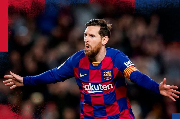 Selebrasi megabintang Barcelona, Lionel Messi, dalam laga Liga Spanyol kontra Real Sociedad di Camp Nou, Sabtu (7/3/2020).