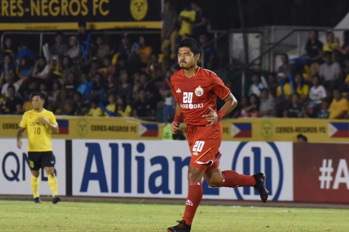 Aksi Bambang Pamungkas  saat Persija Jakarta bertandang ke markas Ceres Negros, Stadion Panaad, Bacolod, Filipina, pada matchday ketiga Grup G Piala AFC 2019, Rabu (3/4/2019).