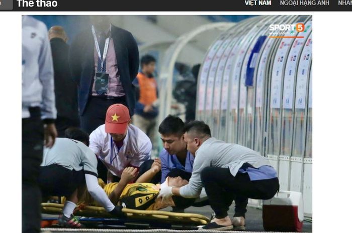 Bek Bruneri, Muhammad Salleh Emzah, mengalami cedera di leher pasca terlibat insiden dengan pemain Thailand.
