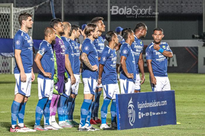 Skuat Persib Bandung sedang berfoto tim dalam laga pekan keempat Liga 1 2021 di Stadion Indomilk Arena, Tangerang, Banten, 23 September 2021.