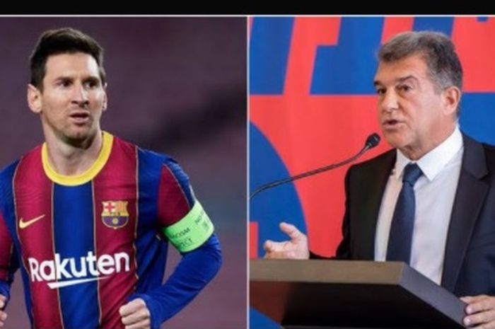 Barcelona dengan presiden barunya, Joan Laporta dan Lionel Messi