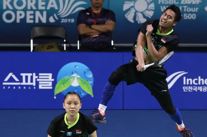 Tontowi Ahmad/Winny Oktavina Kandow saat berlaga di babak pertama Korea Open 2019, di Sky Dom, Incheon, Korea Selatan, Selasa (24/9/2019).