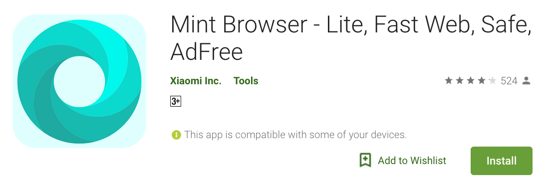 Mint Browser di Play Store