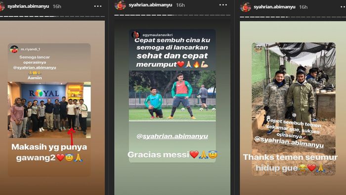 beberapa cuplikan pemain Timnas U-19 Indonesia yang mendoakan Syahrian Abimanyu terkait cederanya