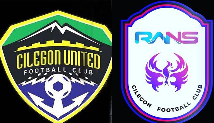 Logo Cilegon United FC lama (kiri) dengan logo barunya (kanan)