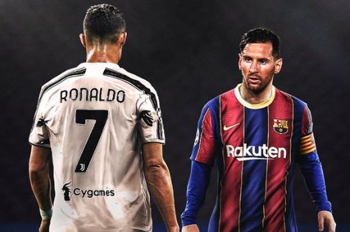 Megabintang Juventus, Cristiano Ronaldo, dan megabintang Barcelona, Lionel Messi.