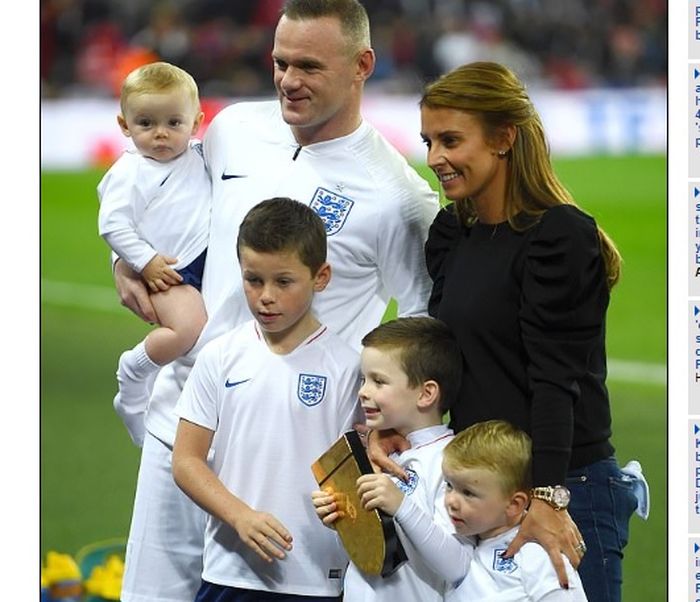 Keharmonisan keluarga Wayne Rooney dalam laga terakhir bersama Timnas Inggris di Stadion Wembley, Ka