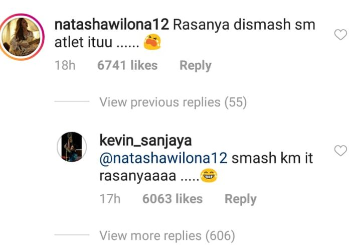 Komentar Natasha Wilona yang dibalas Kevin Sanjaya