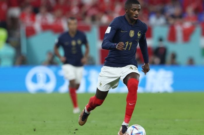 Penyerang Prancis, Ousmane Dembele, pada fase grup Piala Dunia 2022.