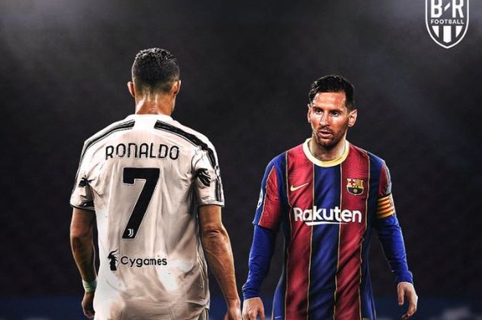 Megabintang Juventus, Cristiano Ronaldo, dan megabintang Barcelona, Lionel Messi.