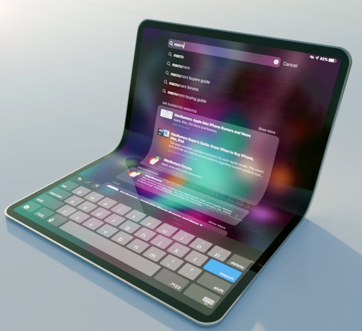 Gambaran desain iPad dengan layar lipat