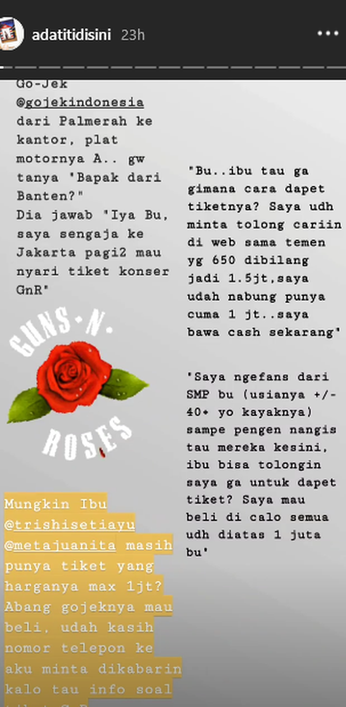 Unggahan instastory Titi pada pukul 09.53.