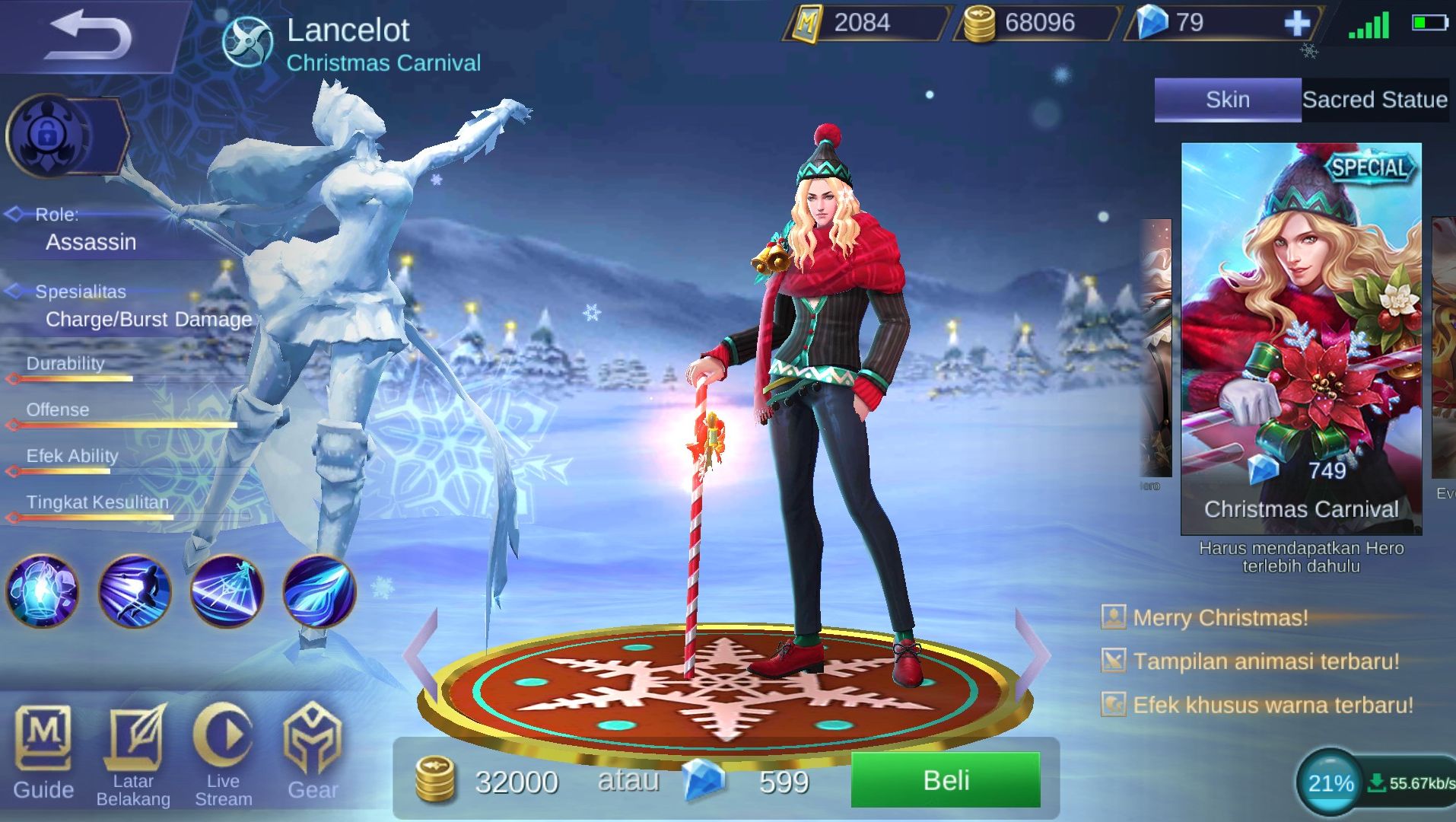 Lancelot Mobile Legends skin Christmas Carnival